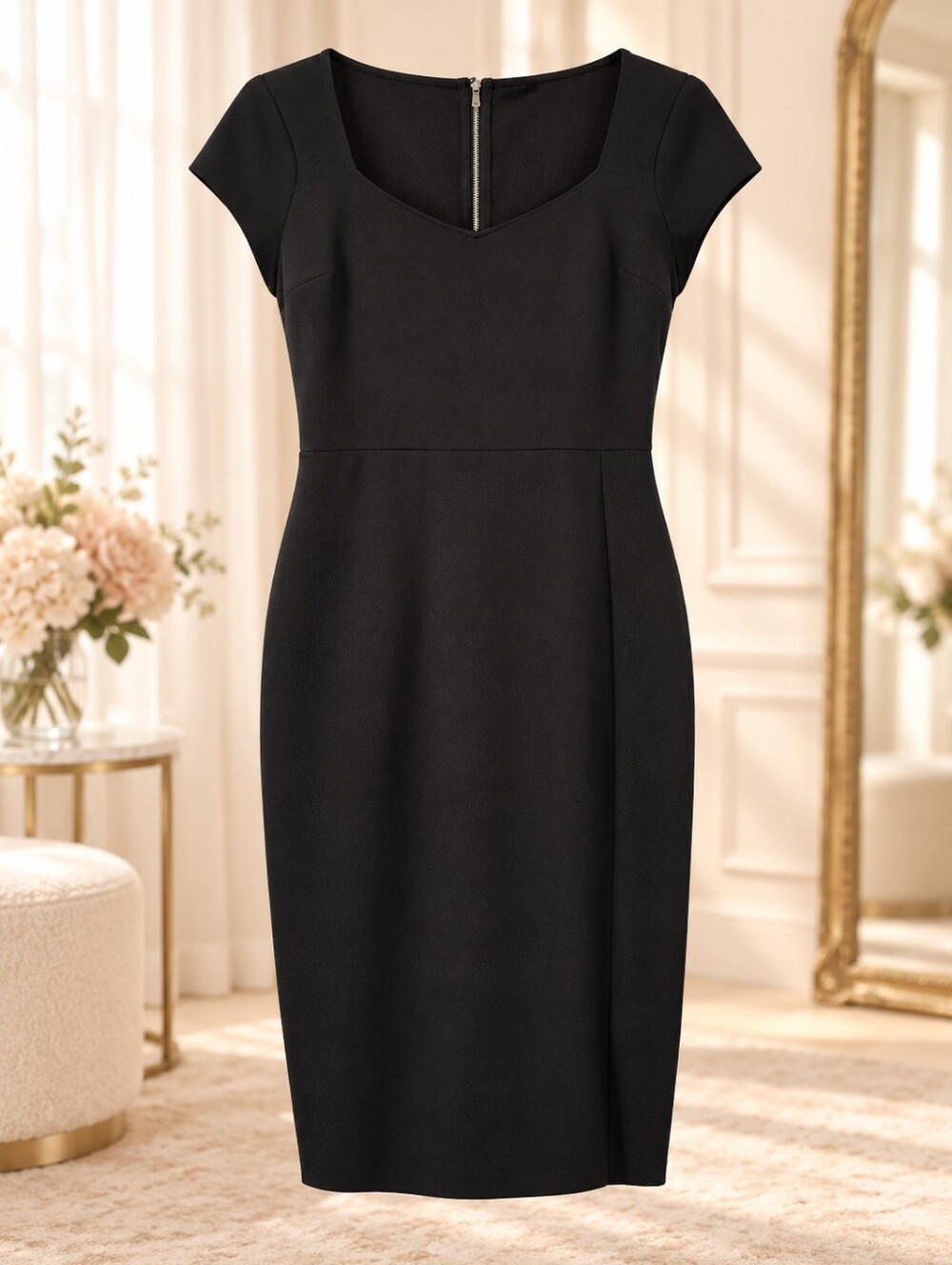 🕯Express Black Bodycon Dress • Cap Sleeve Scoop Neck • Mini LBD • Size M EUC